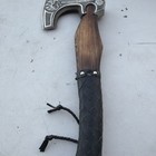 HAND FORGED CARBON STEEL VIKING VALHALLA AXE TOMAHAWK THROWING AXE, SHEATH — photo 1