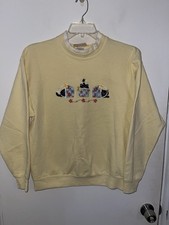 Top Stitch By Morning Sun Grandma Sweatshirt Black Cat Basket Yellow Medium