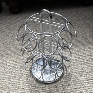 Metal Coffee Pod Holder Carousel Rack Silver for Keurig Pod Coffee Machine