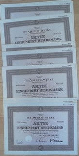 100 x Wanderer Werke AG Aktie über 100 RM Siegmar Schönau 00.05.1942