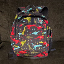 Kids Dinosaur Print Small Polyester Backpack Black Red Multicolor Zip