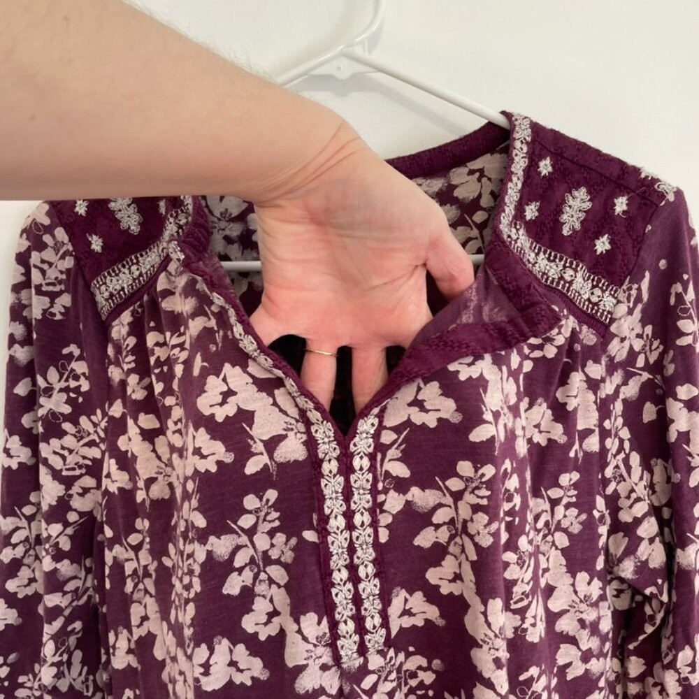 LUCKY BRAND Plus Size Split Neck Embroidered Peas… - image 10