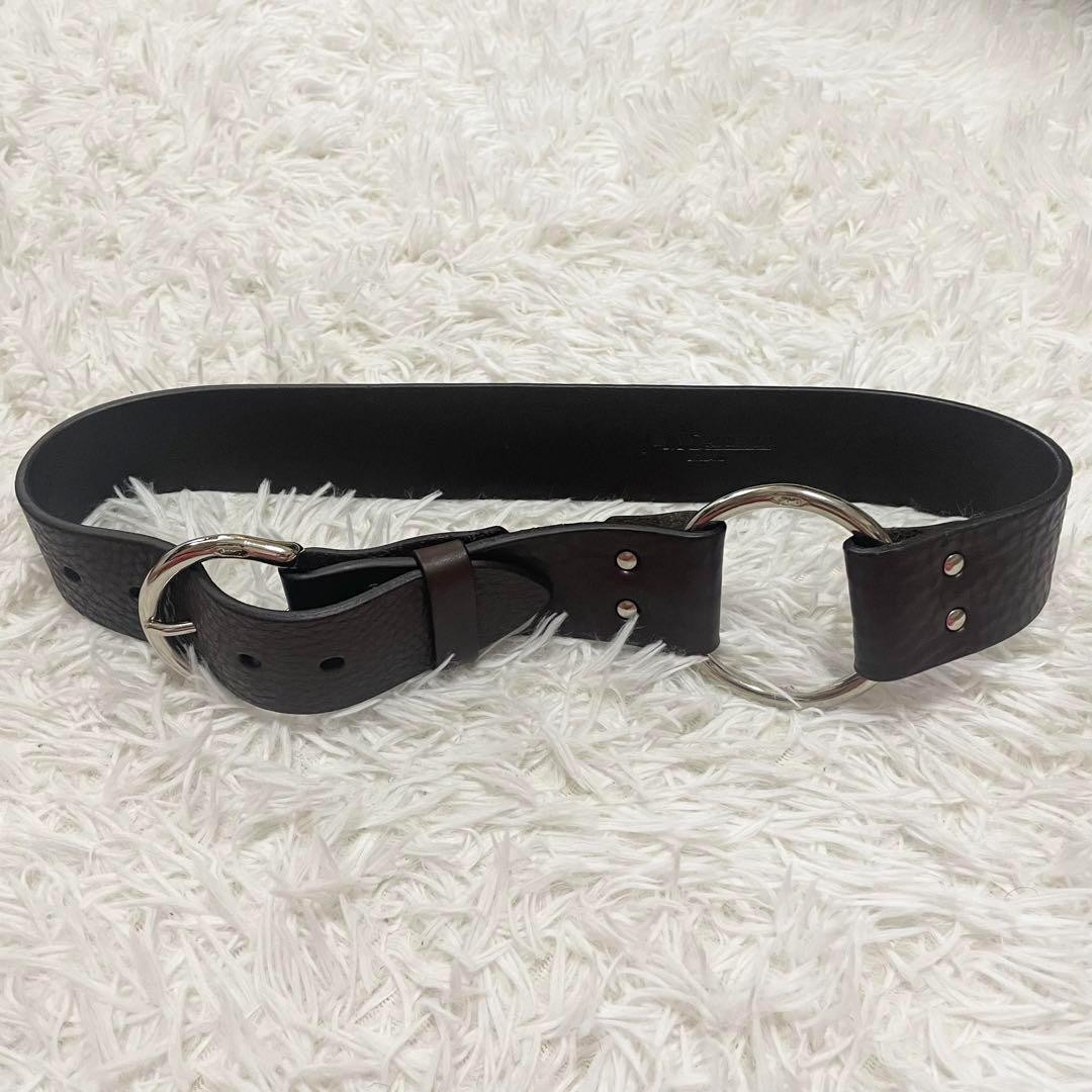 J M Davidson Brown Leather Ring Belt 1.7 Width 35 Length Good Condition