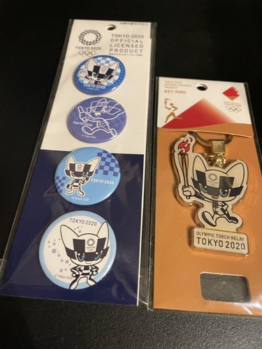 Tokyo 2020 Olympics Miraitowa Keychain Badge Set Metal Alloy Used - Picture 7 of 7