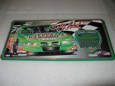 Bobby Labonte, #18, NASCAR 2000 Champion Winston Cup Metal License Plate NEW