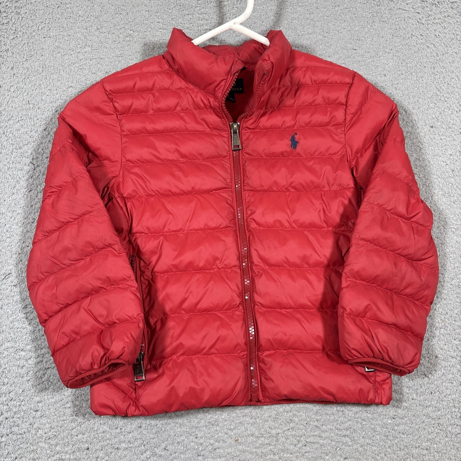 Polo Ralph Lauren Jacket Kid’s 5 Red Puffer Coat Packable Full Zip Pockets