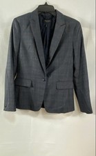 Rag  Bone Women's Grey Blue Wool Plaid Single Button Blazer Jacket Sz 4