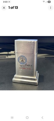 VINTAGE ZIPPO BARCROFT TABLE LIGHTER U.S.S. PEORIA LST 1183 USN SHIP NAVY USA