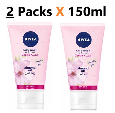 NIVEA Gentle Face Wash for Dry Skin | Hydrating Cleanser with Almond Oil 2X150ml