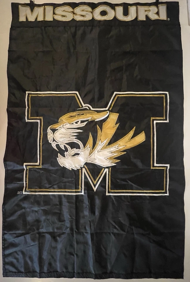 Bandera/estandarte de gran tamaño de los Tigres Mizzou de Missouri 2 caras 44 x 28 bordado al aire libre Foto 3 de 4