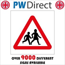 SIGN Children Crossing Road Slow Down Traffic Caution School Playground TR268A