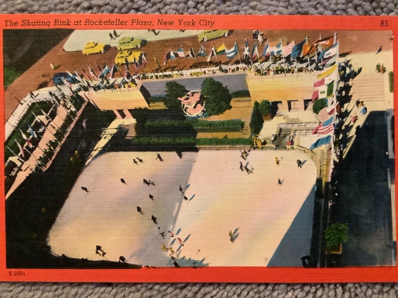 Vintage Postcard of the Skating Rink at Rockefeller Plaza, New York City