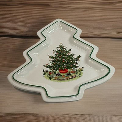 Pfaltzgraff Christmas Heritage Tree Shaped Serving Plate, 8.25  And Bell