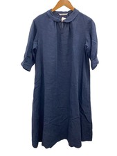 Atelier Naruse Short Sleeve Dress, Free Size, Linen, NVY na-03045