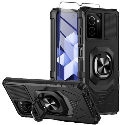 Mocotto for HMD Vibe Phone Case with Tempered Glass Screen Vibe, Black 