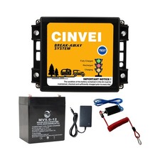 Trailer Brakes Breakaway Kit with Charger, LED Indicator, Switch, 12V 5AH Bat...