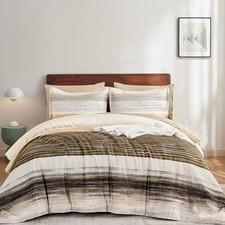 Comforter Set Size, 7 Pieces Bed in a Bag for All Season, Soft and Queen Brown