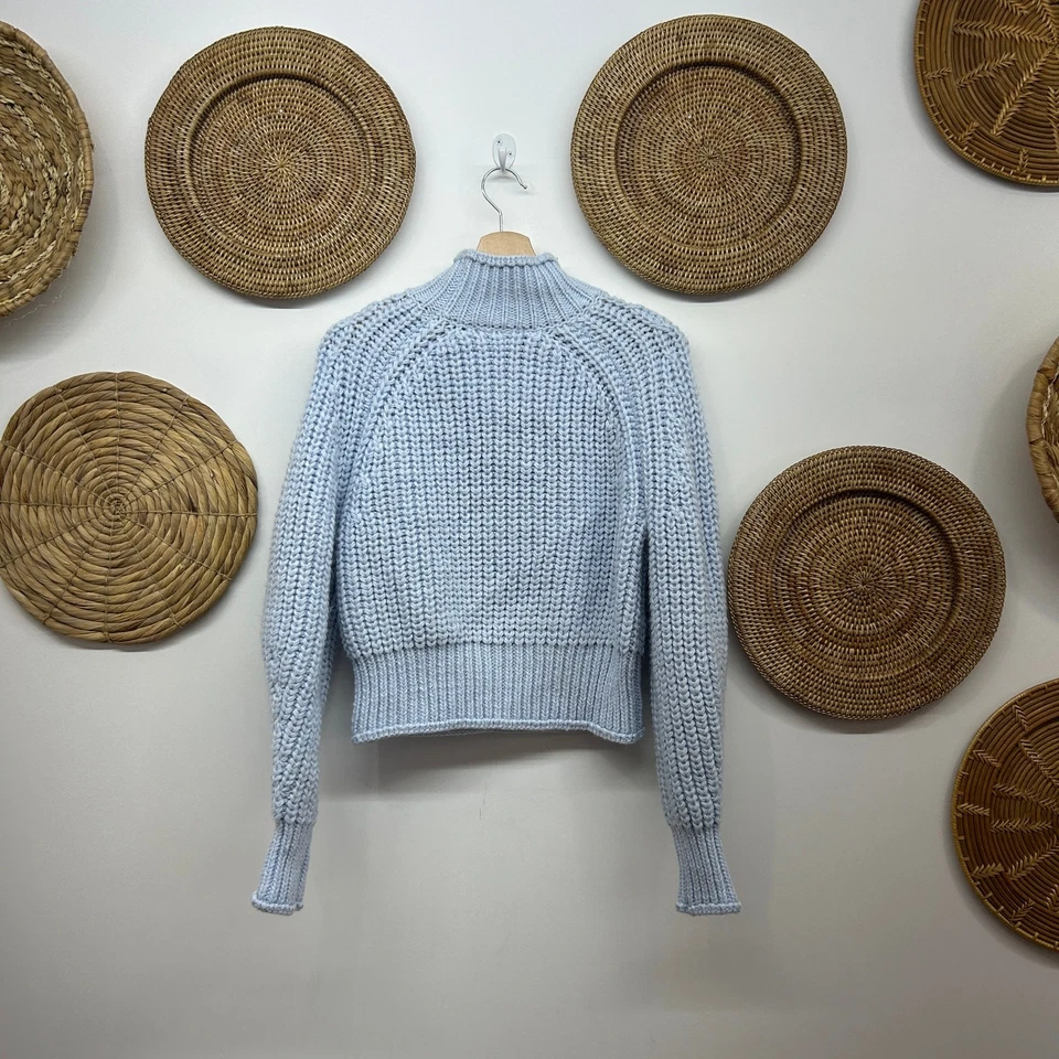 H&M Bebé Azul Acogedor Grueso Tejido Pullover Cuello Alto Suéter XS Minimalista Invierno Foto 2 de 4