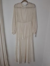 Rixo Full Length Dress burnout velvet with subtle sheen Size 10 Soft Ivor Bnwot
