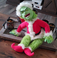 Dr. Seuss The Grinch Plush Stuffed Figure Santa Outfit Green Red White