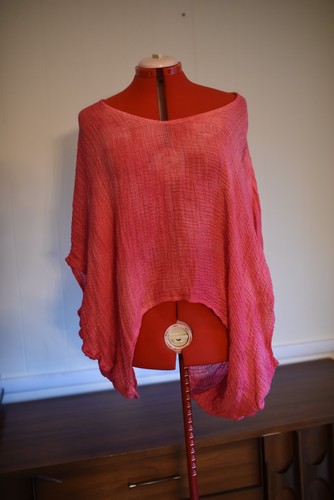 Sunday St Tropez Linen Boxy Pullover Tunic Top shirt Pink Lagenlook M NWT - Picture 7 of 12