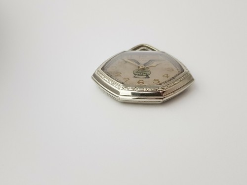 elgin 14k white gold filled manheimer hexagonal case majestic eagle pocket watch - Picture 12 of 12
