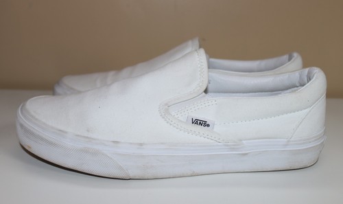 Vans Asher Slip On Womens Size 9.5 White Athletic Skate Canvas Shoes Sneakers - Picture 3 of 5