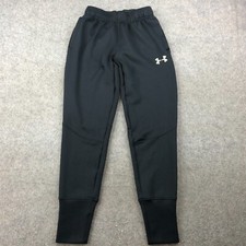 Under Amour Sweatpants Womens Small Black Joggers Fleece Drawstring Fitted 