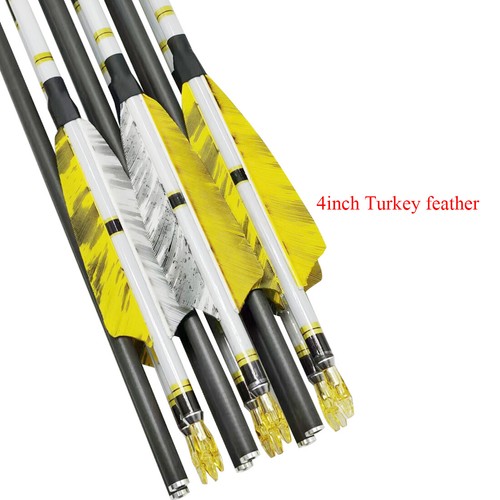 12pcs ID 6.2 Carbon Arrow 4inch Turkey Feather Archery Bow Hunting Shooting - Imagen 3 de 9