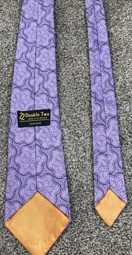 Corbata terileno doble dos púrpura floral vintage hecha en Gran Bretaña - Imagen 3 de 5