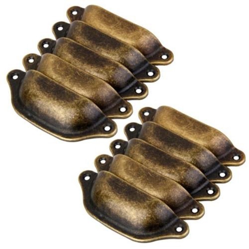 10Pcs.Antique Brass Rustic Cup Pull Cabinet Cupboard/Drawer Door Draw Handles AU - Picture 6 of 24