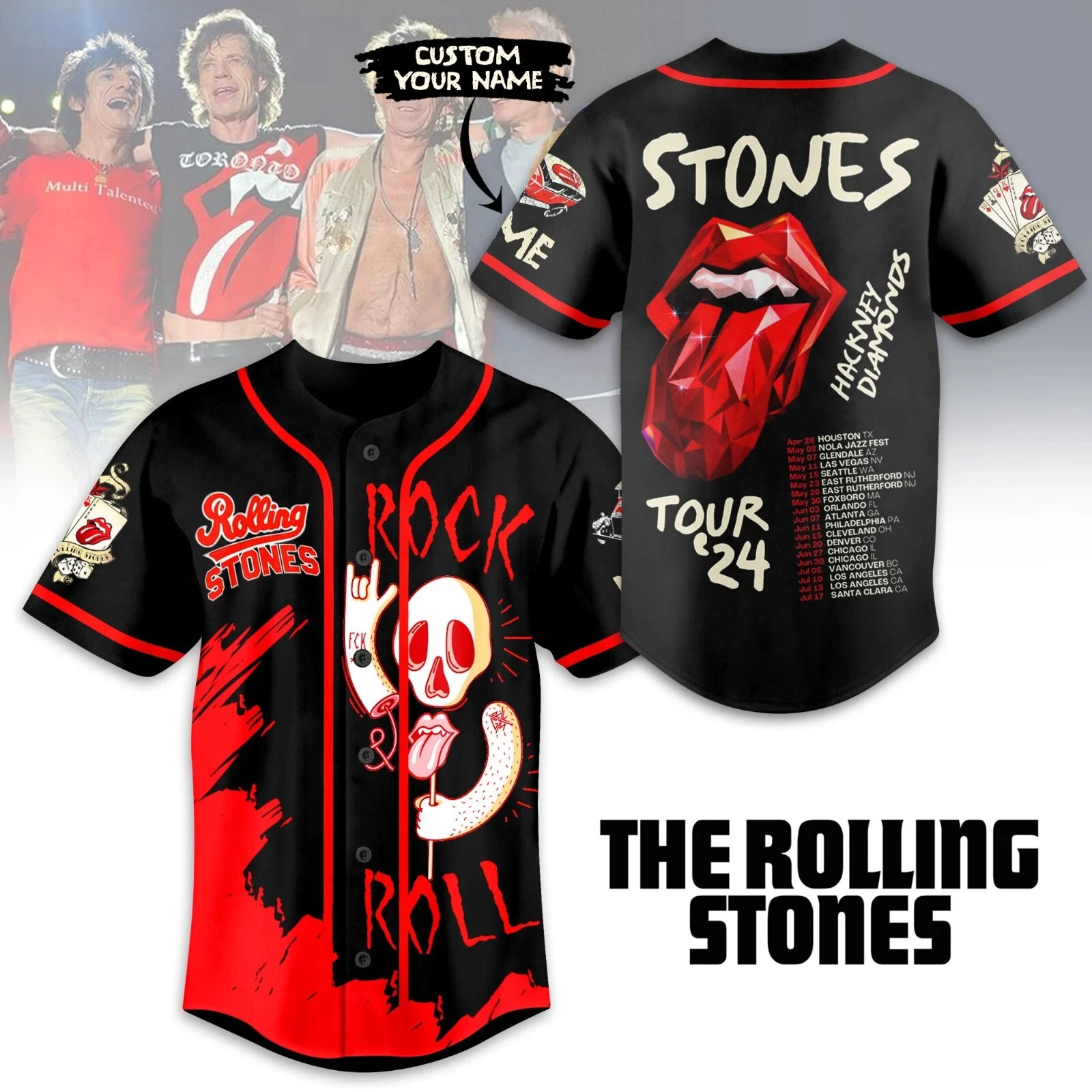 The Rolling Stones Hackney Diamonds Tour 2024 Baseball Jersey Shirt