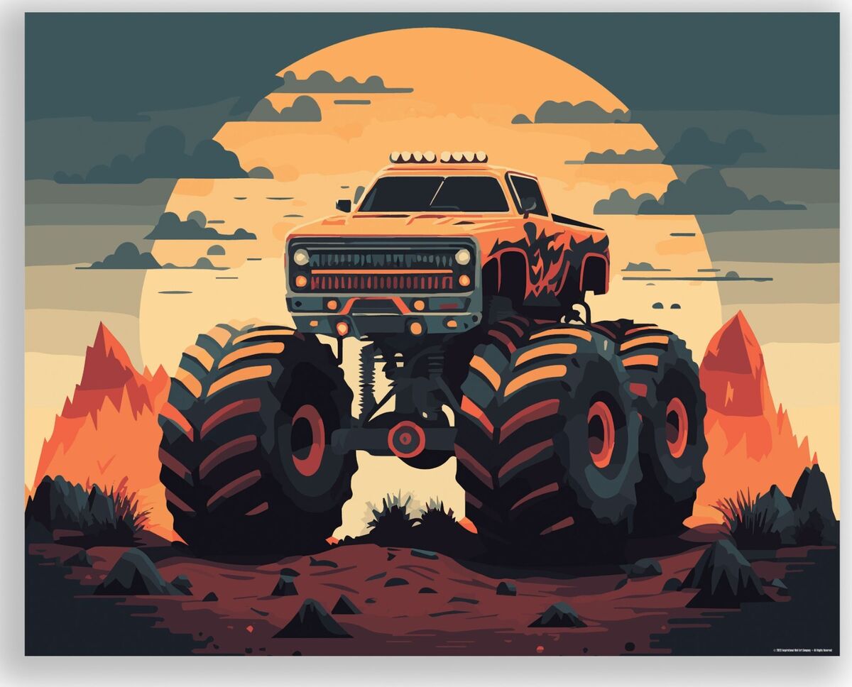 Cartoon Monster Truck Poster  Monster trucks, Monster truck art, Truck art