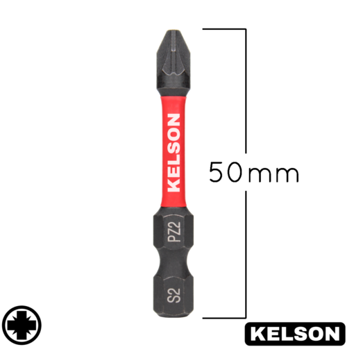 10 x Mixed Pozi PZ1 PZ2 PZ3 50mm Impact Screwdriver Bits with Case 1/4" KELSON - Picture 3 of 4