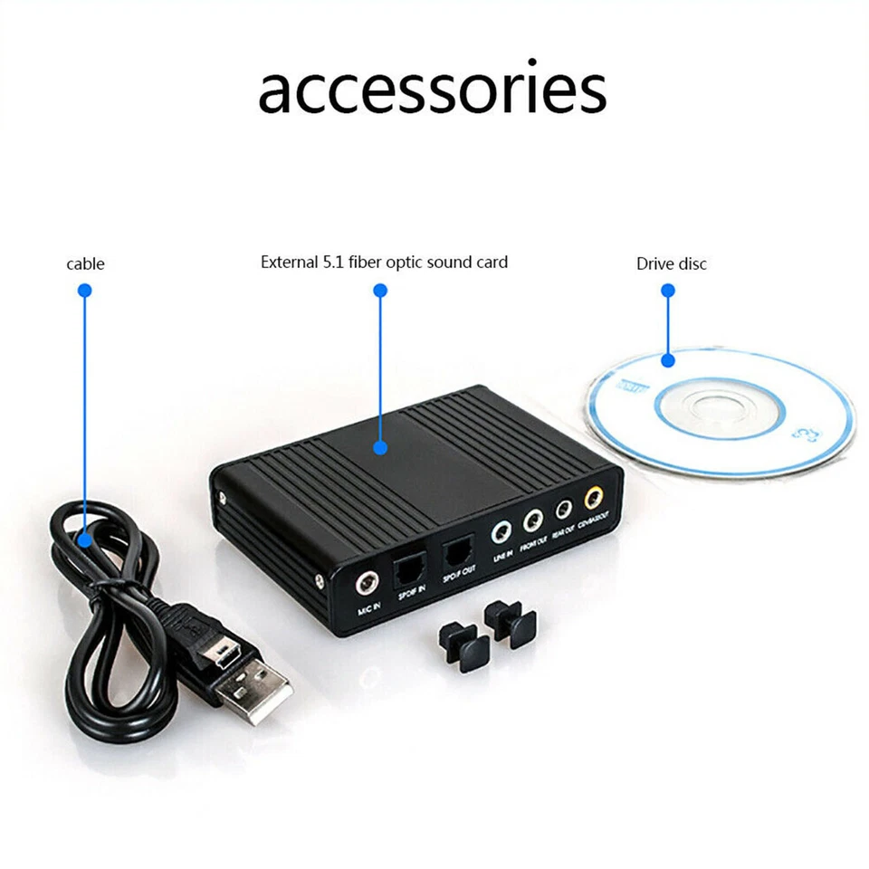 Optical External 6 Channel 5.1 Audio Output Adapter Sound Card USB SPDIF for PC - Image 4 of 4