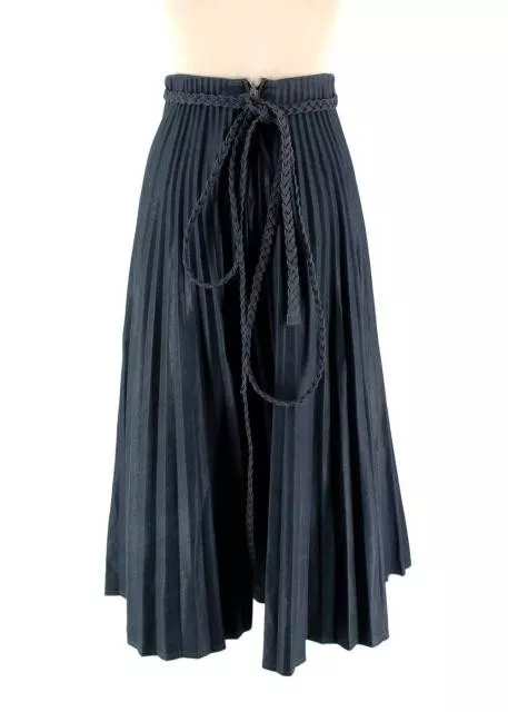 Jupe plissée en jean Dior avec détail ceinture FR36/UK8