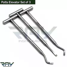 Surgical Potts Elevator Set Of 3 Dental Tooth Extraction Surgery Instruments