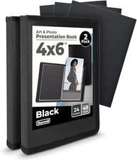 Dunwell Small Photo Album 4x6 with Black Mounting 4x6" w/ BLK Paper, 