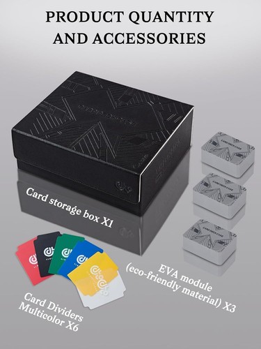 Magnetic Closure PU Leather Card Storage Box for 1800+ Trading Cards - Black - Picture 4 of 11