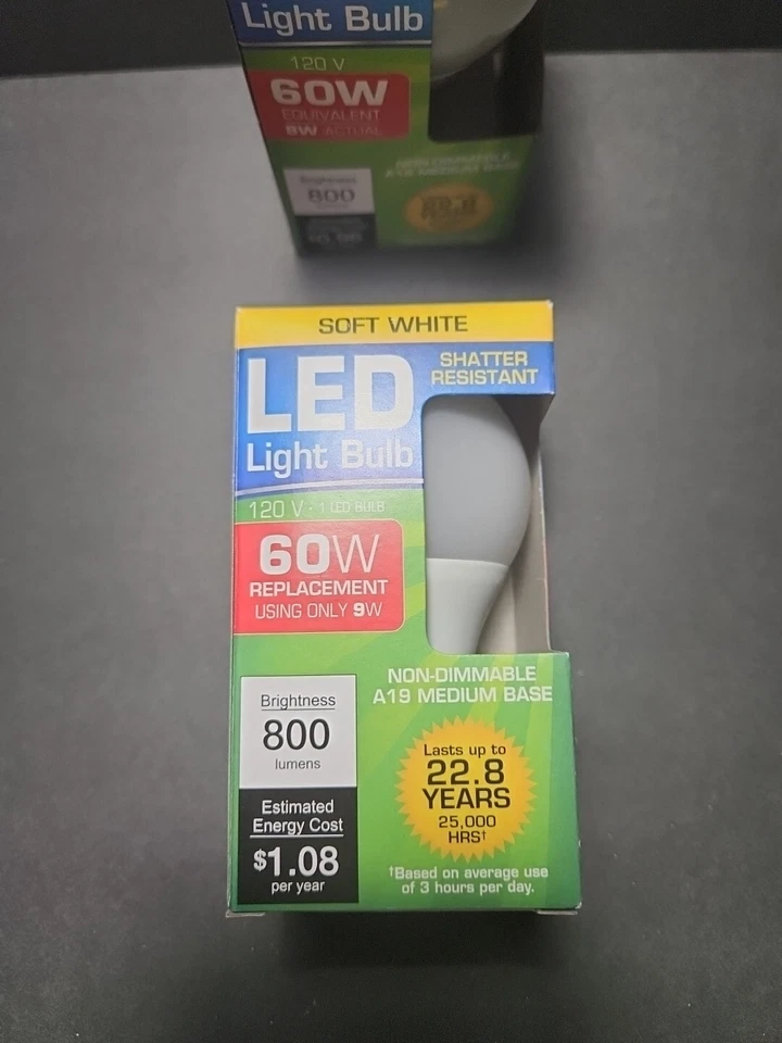 LED Light Bulb 60w Soft White 2 Pack (2) 800 Lumens 120 V - Image 2 of 4
