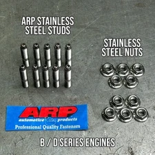 ARP 10PC Stainless Steel Intake Manifold Studs & 6pt Nuts for Honda B/D Series