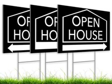 Pack of 3 Open House Signs 12x16 Inch for Real Estate Agent Supplies for Sign...