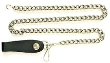 Wallet Chain Leather Keeper 30" Motorcycle Trucker 3/8" Link Keychain USA Made