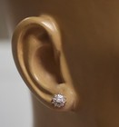 New 14k white gold .35ct SI1 G round diamond Halo stud earring jackets — photo 8