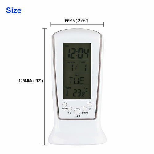 Electronic LED Digital Alarm Clock Blue Light Thermometer Display Mirror Lamp - Picture 7 of 8