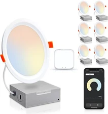 6 Pack Led Recessed Lighting 4" Smart Ceiling w/ Wi-Fi 10W app control dimmable