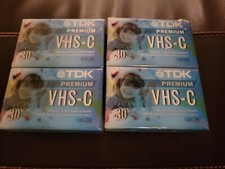 4 Pack TDK VHS-C 30 Minute Premium High Grade Blank Tapes - Lot of 4 New Sealed