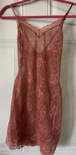 Victoria's Secret Pink/Brown Lace Open-Back Slip, One Piece, SIZE Medium