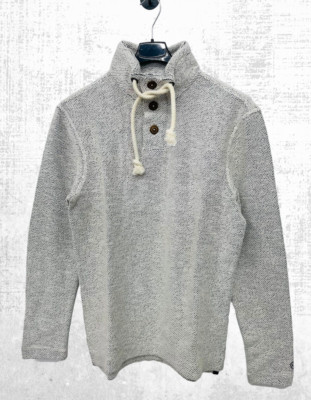 Ex Fat Face Herren Woolacombe Half Neck Button Sweatshirt in Ivory (ein bisschen defekt)