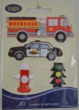 Applique- Iron On - Firetruck / Police Car / Hydrant / Stop light - Varying size